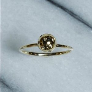Gold Ball Ring with Diamonds 14k yellow gold